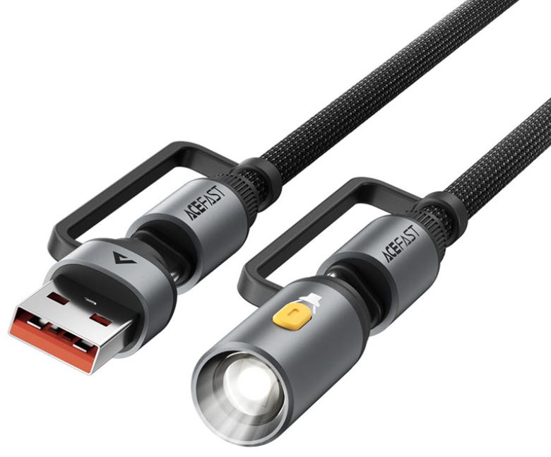 

Кабель ACEFAST J5 USB-A+ USB-C+ Led Light. Цвет: черный, J5