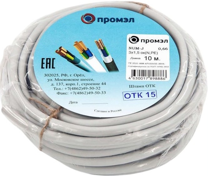 

Кабель Промэл NUM-O 2х1.5 (бухта 10м) 13321290, NUM-O 2х1.5 (бухта 10м) 13321290