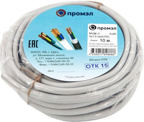 фото Кабель  Промэл NUM-O 2х1.5 (бухта 10м) 13321290 в Уфе