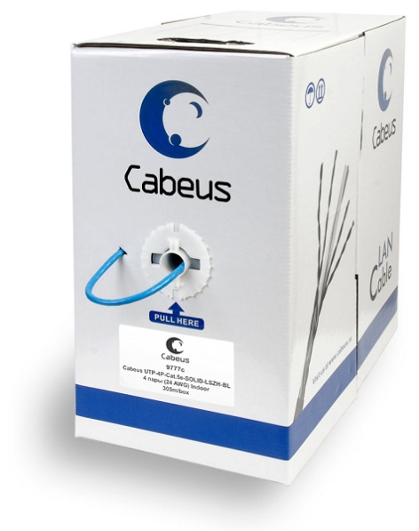 фото Кабель витая пара U/UTP 5e кат. 4 пары Cabeus UTP-4P-Cat.5e-SOLID-LSZH-BL в Уфе