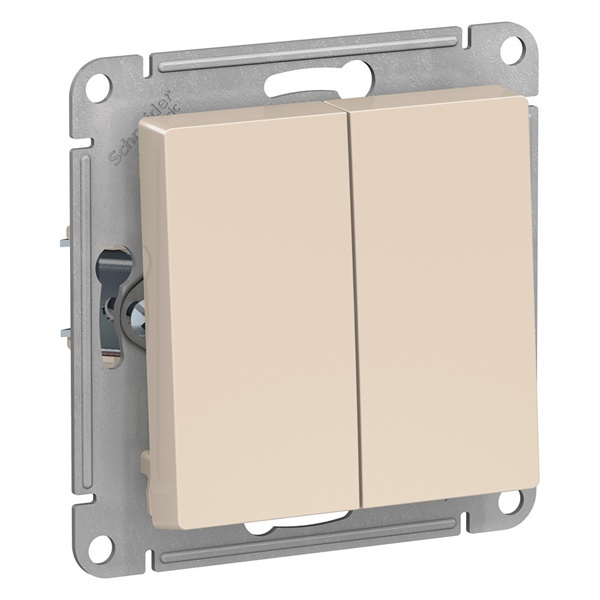 

Выключатель двухклавишный кнопочный Systeme Electric ATN000217 AtlasDesign сх.5, 10АХ, механизм, Бежевый, ATN000217