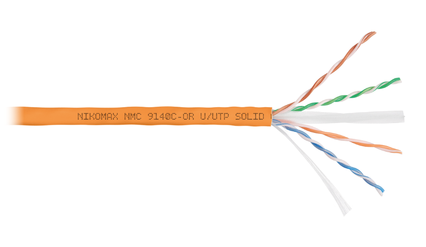 

Кабель витая пара U/UTP 6 кат. 4 пары NIKOMAX NMC 9140L-IY 23AWG(0.57 мм), медь, одножильный (solid), внутренний, полимерный материал, нг(A)-LSLTx, се, NMC 9140L-IY