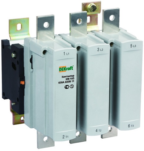 

Контактор DEKraft 22164DEK 500А 220В АС3 1НО+1НЗ КМ-103, 22164DEK