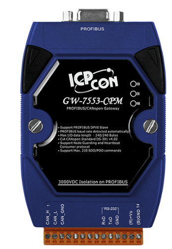 

Преобразователь ICP DAS GW-7553-CPM CR PROFIBUS to CANopen Gateway (RoHS), GW-7553-CPM CR