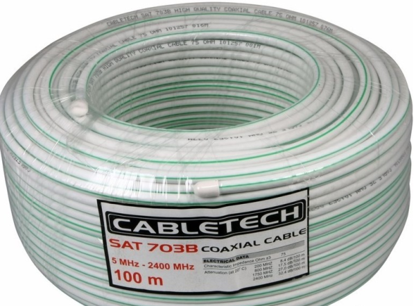 фото Кабель  Rexant SAT 703 B, CCS/Al/Al, (75%), 75 Ом, 100м., белый CABLETECH в Волгограде