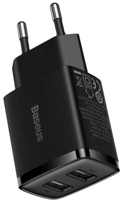 

Зарядное устройство сетевое Baseus CCXJ010201 10.5 Вт 2xUSB Compact Charger 2U 10.5W черный, CCXJ010201