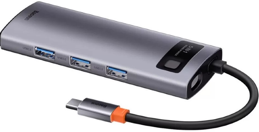 

Концентратор Baseus CAHUB-CX0G Metal Gleam 5-in-1 Type-C Gray, CAHUB-CX0G