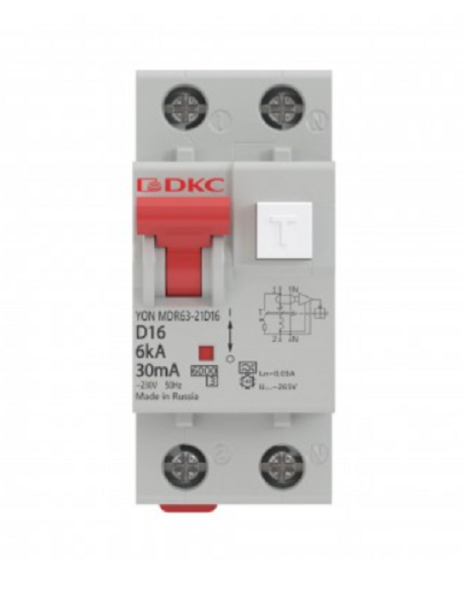 Изображение товара Автоматический выключатель дифф. тока DKC MDR63-21C20-A 230 В 20 А для защиты сети