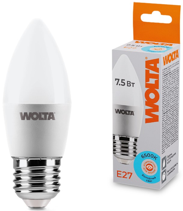 

Лампа светодиодная WOLTA 25WC7.5E27 7.5Вт 6500K E27, 25WC7.5E27