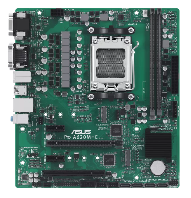 

Материнская плата mATX ASUS PRO A620M-C-CSM (AM5, AMD A620, 2*DDR5 (8000), 4*SATA 6G RAID, 2*M.2, 3*PCIE, Glan, VGA, DVI-D, HDMI, DP, USB Type-C, 2*US, PRO A620M-C-CSM