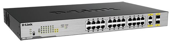 

Коммутатор неуправляемый D-link DGS-1026MP/B1A 24xUTP 10/100/1000 PoE (370 Вт), 2xCombo100/1000Base-T/SFP, 19”, DGS-1026MP/B1A
