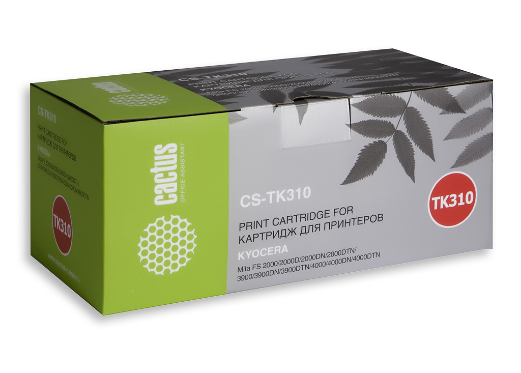 

Картридж Cactus CS-TK310 для принтера Kyocera Mita FS 2000/2000D/2000DN/2000DTN/3900/3900DN/3900DTN/4000, черный, 12000 стр. (туба, 480 г.), CS-TK310