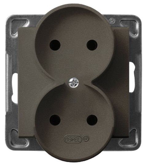

Розетка Ospel GP-2RR/m/40 двойная, 16A, 250V, 3520W, IP-20, клеммы винтовые, шоколадный металлик, GP-2RR/m/40