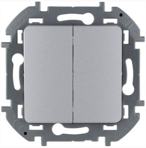 Изображение товара Выключатель Legrand 673622 Inspiria 2 клавиши серебро IP20 для внутреннего монтажа