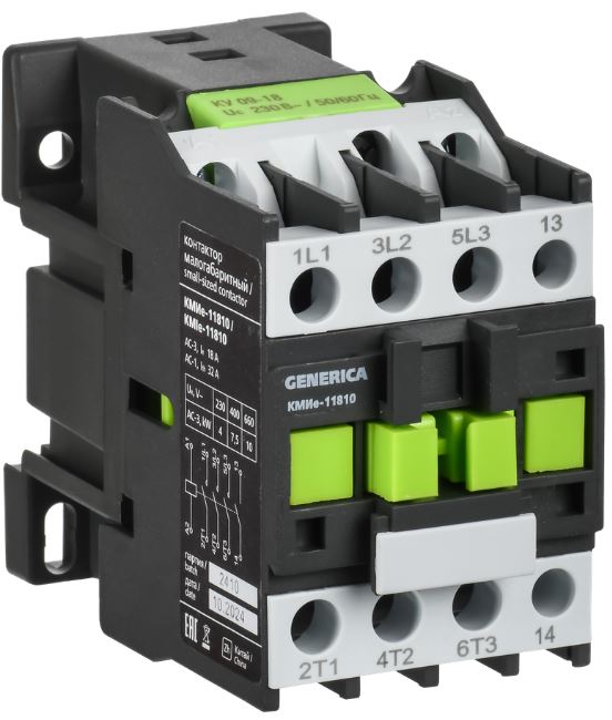 

Контактор IEK KKME11-018-024-10 КМИе-11810 18А 24В/АС3 1NO GENERICA, KKME11-018-024-10
