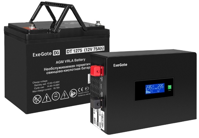 

Комплект Exegate IdealSine SR-600.LCD.2SH EX297391RUS ИБП EX295992RUS + батарея 75Aч EX282983RUS 1шт (инвертор, синус, для котла, PF=1, настенный) 600, IdealSine SR-600.LCD.2SH
