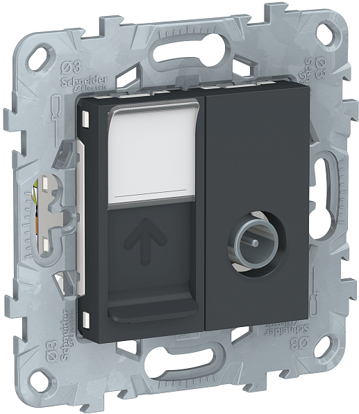 

Розетка Schneider Electric NU547054 UnicaNew, антрацит, TV одиночная + комп. RJ45 кат.6 UTP, 1 модуль, NU547054