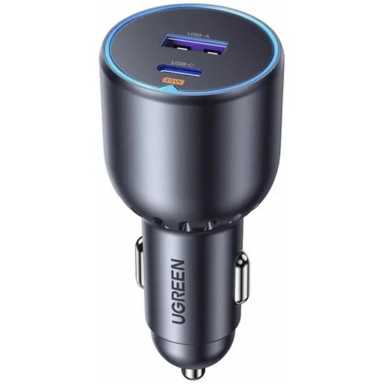 

Зарядное устройство автомобильное UGREEN EC701 63W 2-Port USB-C PD&USB-A w/o Cable Fast Car Charger без кабеля, цвет: серый, EC701