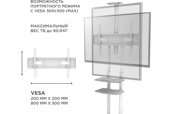 фото Стойка мобильная ONKRON TS1881 WHITE в Уфе