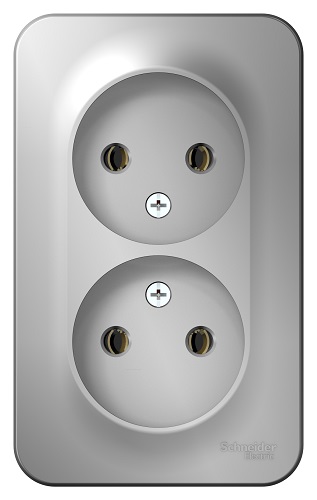 

Розетка Schneider Electric BLNRA000203 2-ая б/з без шторок, 16А, 250В Алюминий наруж, BLNRA000203