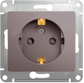 

Розетка Schneider Electric GSL001245 GLOSSA с заземлением со шторками (платина), GSL001245