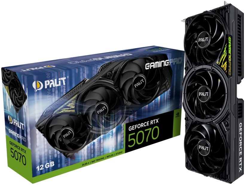 

Видеокарта PCI-E Palit GeForce RTX 5070 GAMINGPRO (NE75070019K9-GB2050A) 12GB GDDR7 192bit 5nm 2512/28000MHz HDMI 3*DP, GeForce RTX 5070 GAMINGPRO (NE75070019K9-GB2050A)
