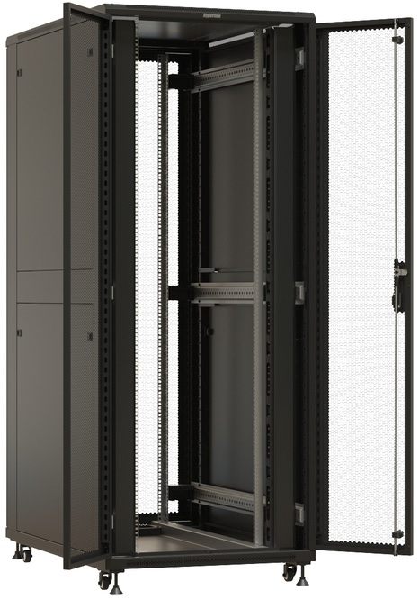 

Шкаф напольный 19", 42U Hyperline TTBR-4288-DD-RAL9004 коммутационный 800x800мм пер.дв.перфор. задн.дв.перфор. 2 бок.пан. 1000кг черный IP20 сталь, TTBR-4288-DD-RAL9004