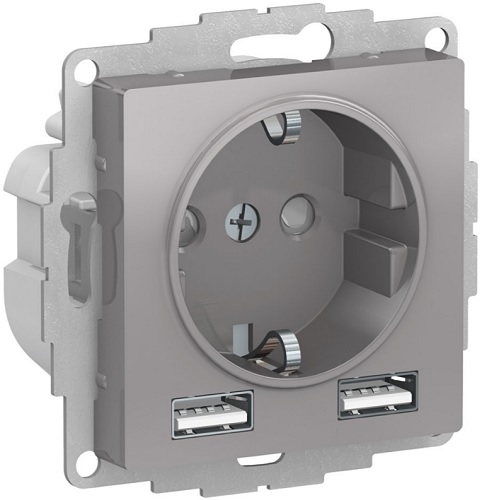 

Розетка с заземлением с 2 USB Systeme Electric ATN000330 AtlasDesign A+A, 5В/2,4А, 2х5В/1,2А, механизм, Алюминий, ATN000330