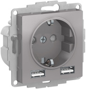 фото Розетка с заземлением с 2 USB Systeme Electric ATN000330