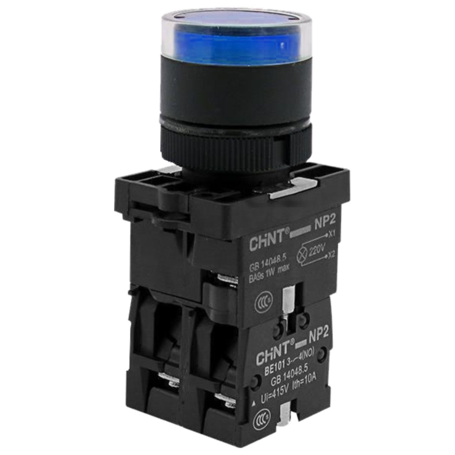 

Кнопка управления CHINT 575725 NP2-BW3665 плоская, синяя, 1НО+1НЗ, AC/DC230В (LED), IP40 (R), 575725
