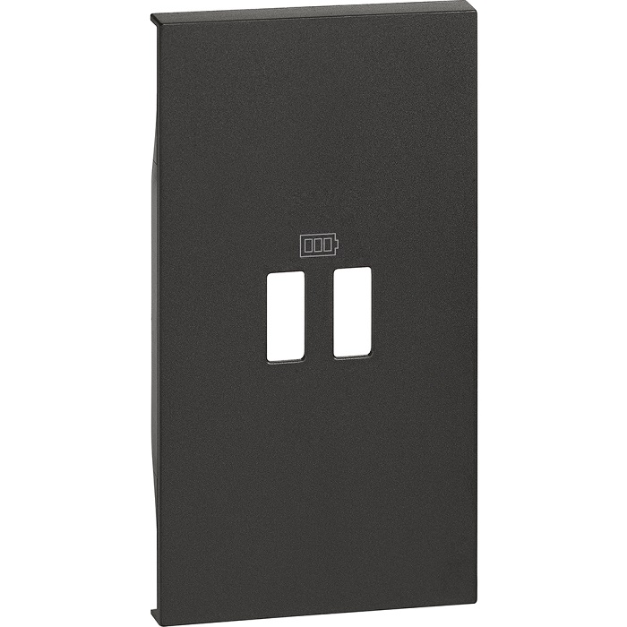 

Панель лицевая BTicino KG12C LIVING NOW для зарядных устройств USB, 2 модуля, цвет черный, KG12C