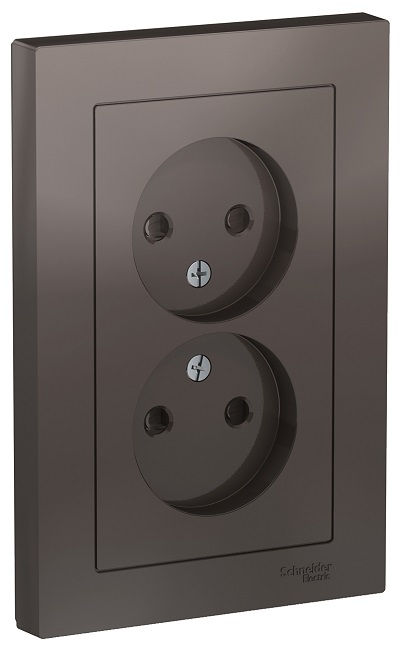 

Розетка Schneider Electric ATN000622 AtlasDesign, двойная, без заземления, со шторками, 16А, в сборе, мокко, ATN000622