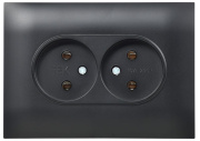 фото Розетка двухместная без заземления в сборе  IEK SK-R20-10-K02-F