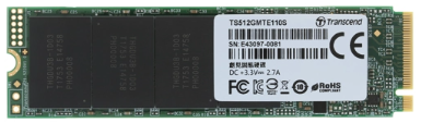 

Накопитель SSD M.2 2280 Transcend TS512GMTE110S MTE110 512GB NVMe PCIe Gen3 x4 3D NAND TLC 1700/1500MB/s IOPS 160K/140K MTBF 1M RTL, TS512GMTE110S