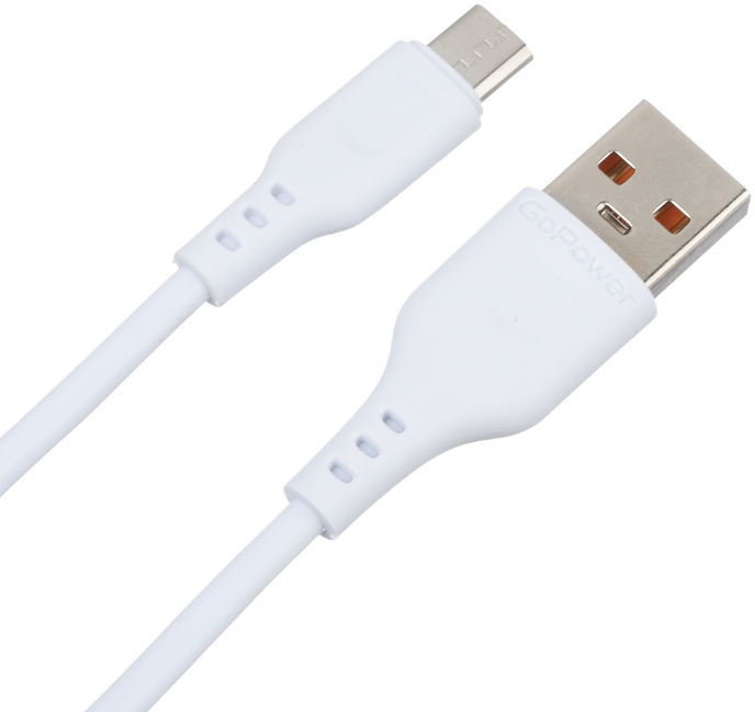 

Кабель интерфейсный GoPower 00-00018563 GP01M USB (m)-microUSB (m) 1.0м 2.4A ПВХ белый, 00-00018563
