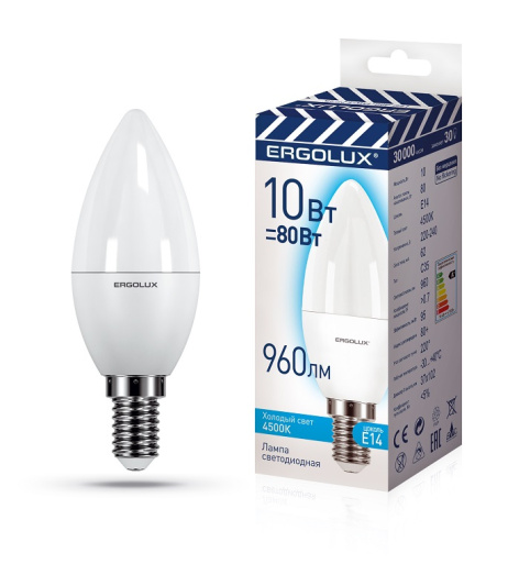 фото Лампа светодиодная ERGOLUX LED-C35-10W-E14-4K в Перми