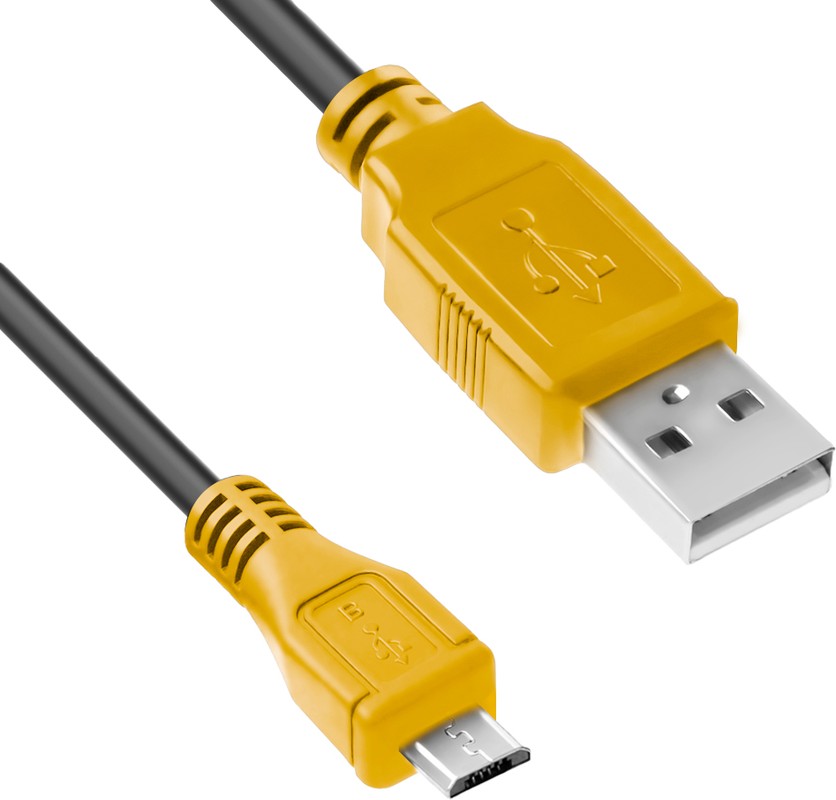 

МФУ 4PH 4PH-R90005 Кабель1.0m USB 2.0, AM/microB 5pin, черный, желтые коннекторы, 4PH-R90005