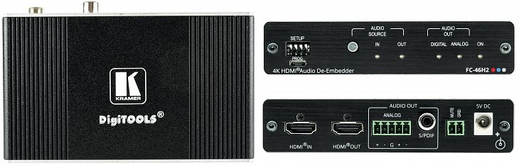

Преобразователь Kramer FC-46H2 40-000090 де-эмбедер аудио из сигнала HDMI; поддержка 4К60 4:4:4, FC-46H2