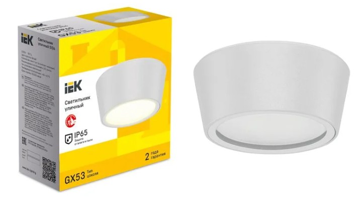 

Светильник уличный IEK LT-UPU0-5104-GX53-1-K01 5104 потолочный GX53 IP65 белый, LT-UPU0-5104-GX53-1-K01