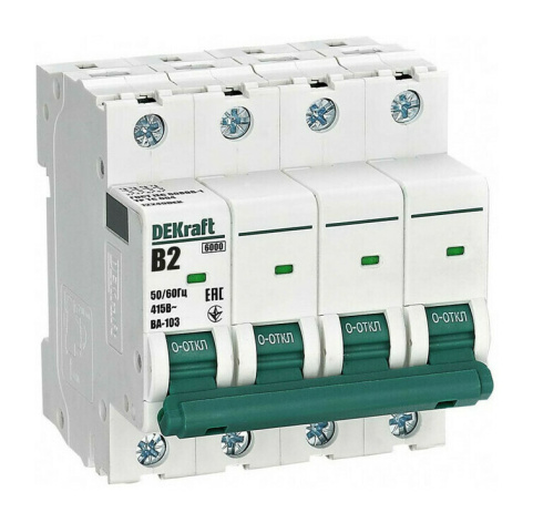 Изображение товара Автоматический выключатель DEKraft 12249DEK 4Pol IP20 2А 415В B