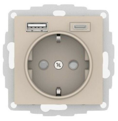 фото Розетка с заземлением с 2 USB  Systeme Electric ATN001232 в Уфе