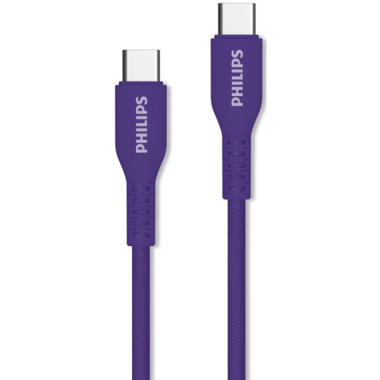 

Кабель интерфейсный Philips DLC8701P/74 плетеный USB C - USB C 60W 1.2м фиолетовый, DLC8701P/74