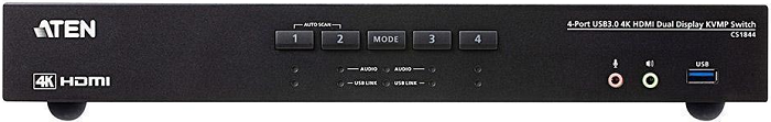

Переключатель KVM Aten CS1844-AT-G Switch, KVM AUDIO+USB 3.1 Gen1, 1> 4 блока/порта/port USB с 2 вых.HDMI, со шнурами HDMI/AUDIO*4шт+USB*2шт, (макс.ра, CS1844-AT-G