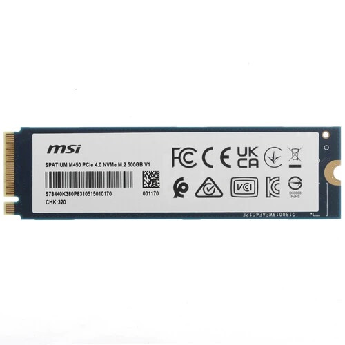 

Накопитель SSD M.2 2280 MSI SPATIUM M450 S78-440K380-P83 500GB, 3000/2000MB/s, TBW 150, MTBF 1.5M, SPATIUM M450