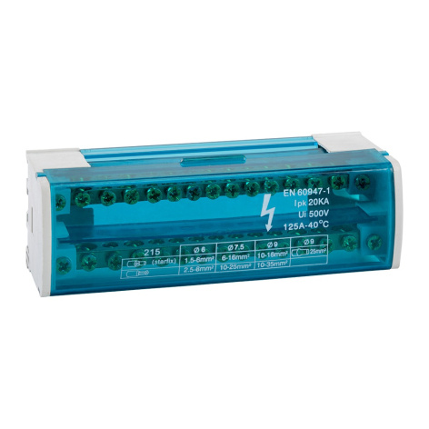 Изображение товара Шина нулевая КЭАЗ 143227 для электрощитов монтаж на DIN-рейку 125 А