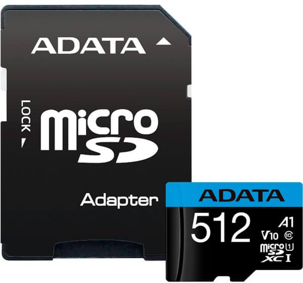 

Карта памяти A-Data AUSDX512GUICL10A1-RA1 UHS-I Class 10 A1 100/25 MB/s (SD адаптер), AUSDX512GUICL10A1-RA1
