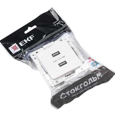 фото Розетка USB двухместная  EKF EYR16-028-10-2USB в Уфе