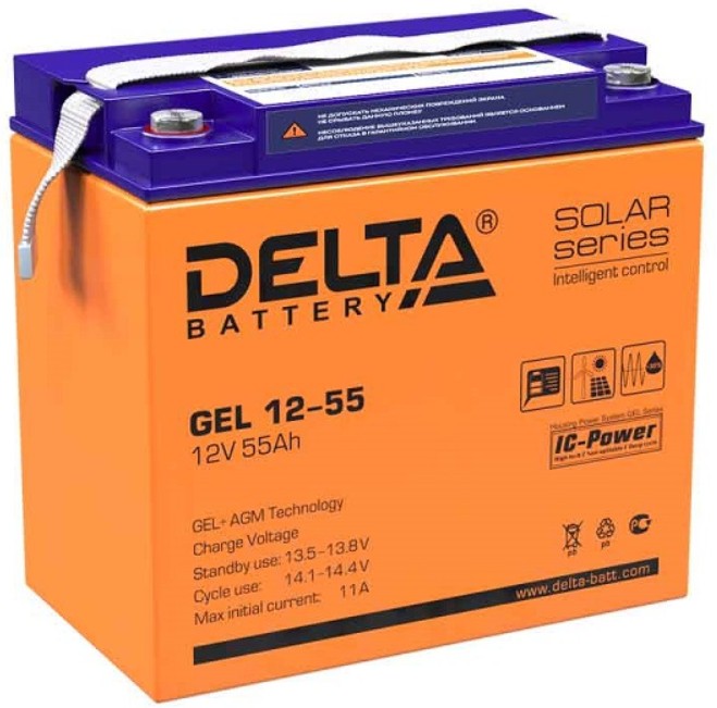 

Батарея Delta GEL 12-55 12В, 55Ач, GEL 12-55