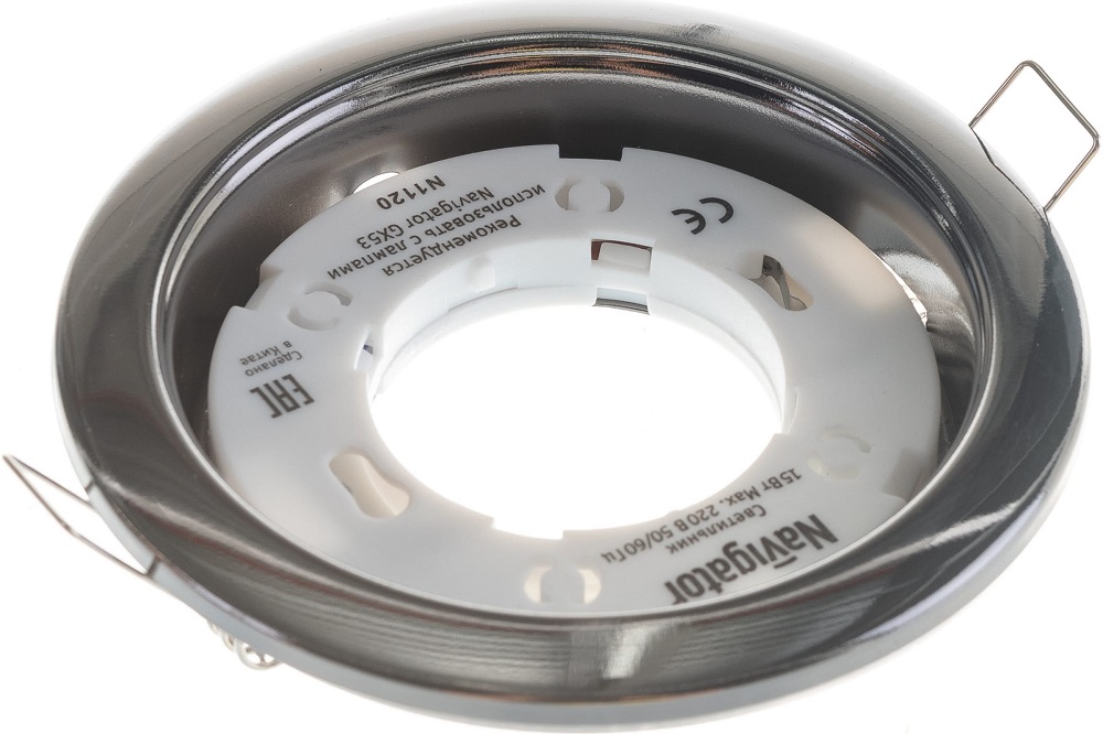 

Светильник Navigator NGX-R1-005-GX53 круг, IP20, 230В, GX53, 106х23мм, черный хром, термокольцо в комплекте (71281), NGX-R1-005-GX53