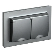 фото Розетка двухместная с заземлением в сборе  IEK BR-R26-16-44-K46-F